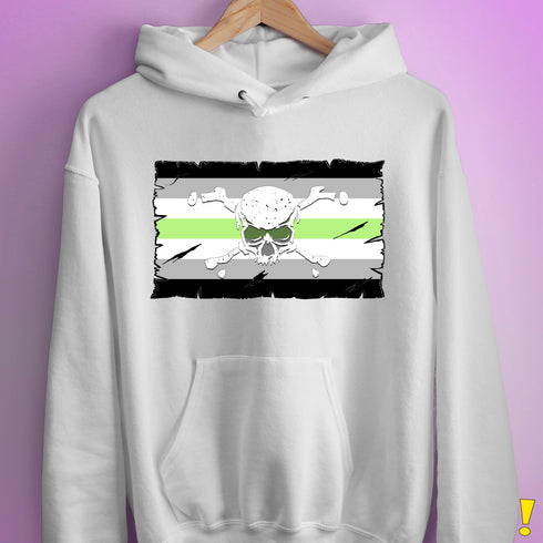 Agender Pride Pirate Flag Hoodie - White